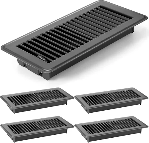 Vista 11 de 4 cubiertas de ventilación de piso de 10'', rejillas de piso de servicio pesado, cubiertas de ventilación de calor de metal con acabado a prueba