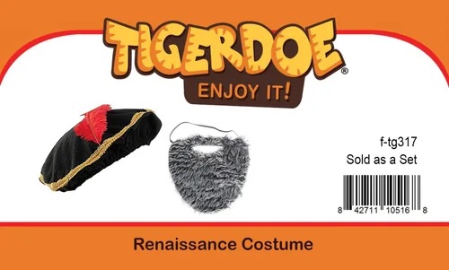 Vista 6 de Tigerdoe Sombrero renacentista Sombrero medieval con barba Juego de 2 piezas Disfraz de Minstrel Accesorios de disfraz renacentista