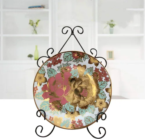 Vista 6 de YY YEARCHY Perchas para placas de pared de 8 a 12 pulgadas, platos de caballete para exhibir platos decorativos, fotos, libros, color negro, 1