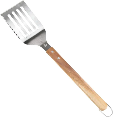 Vista 10 de Juego de 3 accesorios para barbacoa – Pinzas para barbacoa – Juego de espátula y tenedor – Herramientas resistentes de acero inoxidable