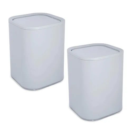 Vista 9 de Bath Bliss Paquete de 2 cubos de basura acrílicos de 8 L Dimensiones: 7.5 x 7.5 x 10 pulgadas Blanco Contemporáneo Tapa oscilante 8 litros