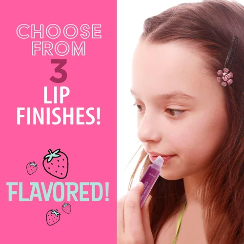 Vista 6 de EXPRESSIONS Juego de 6 brillos labiales y bálsamo labial con sabor a fresa, no tóxico y seguro para pieles sensibles, kit de labios hidratante