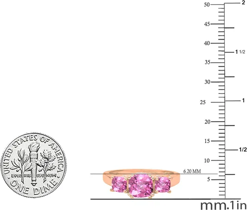 Vista 25 de Dazzlingrock Collection Anillo de boda de 3 piedras preciosas creadas en el centro de cojín de 0.04 quilates y diamante blanco natural redondo