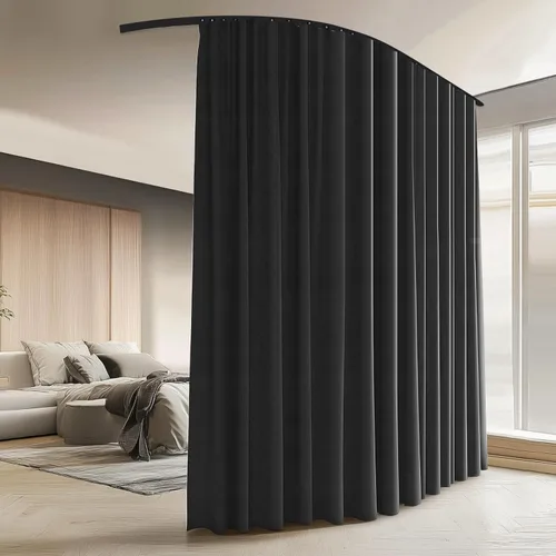 Vista 8 de Cortinas divisoras de habitación con juego de rieles de cortina de techo, cortina de ventana para dormitorio, sala de estar, oscurecimiento total