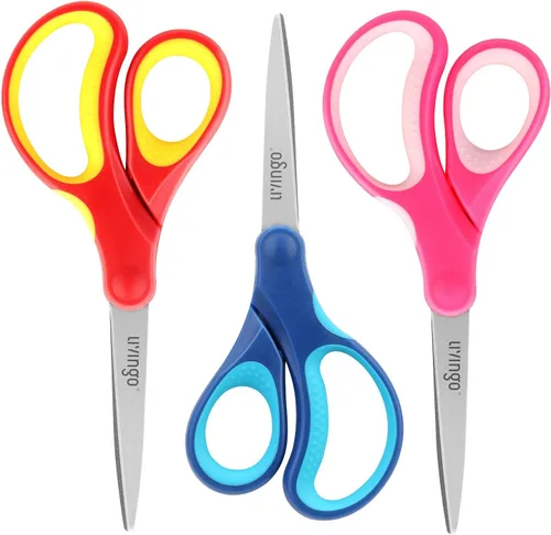 Vista 9 de LIVINGO Tijeras para niños 7" Tijeras de artesanía escolar punta puntiaguda