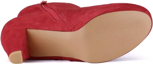 Vista 6 de Allegra K Botines de tacón grueso con cremallera lateral y plataforma baja para mujer