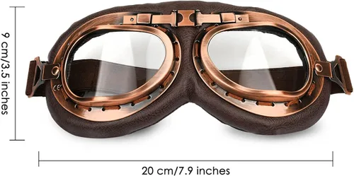 Vista 2 de Gafas de cosplay Steampunk para motocicleta, disfraz retro estilo piloto