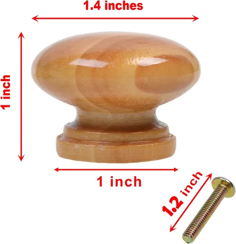 Vista 3 de Cosmos 6 tiradores redondos de madera con forma de hongo para cajones