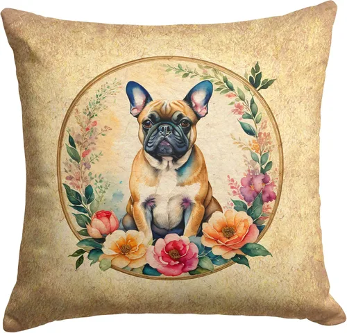 Vista 146 de Caroline's Treasures DAC2072PW1414 Affenpinscher and Flowers - Almohada decorativa de tela, lavable a máquina, para interiores y exteriores