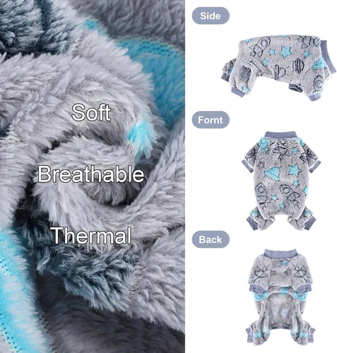 Vista 6 de Pijama de forro polar para perro macho, pijamas de otoño e invierno, ropa linda para cachorros extra pequeños, jumpsuit de suéter para perro de 4