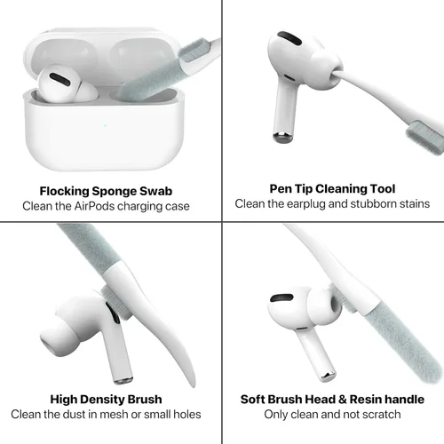 Vista 4 de Valkit Funda Compatible con Airpods Pro de 2ª/1ª Generación con Kit de Limpieza, Funda Militar para AirPod Pro 2 con Candado y Cordón, Funda Blanco