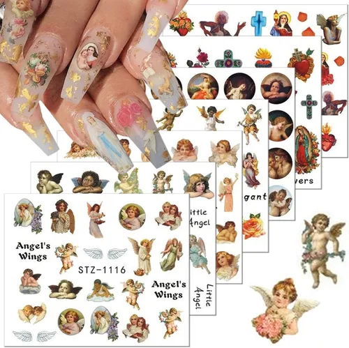 Vista 18 de 24 hojas de calcomanías de arte de uñas de Halloween autoadhesivas 3D, fantasma, calabaza, murciélago, gato, cráneo, diseños de uñas, calcomanías