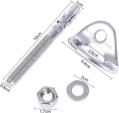Vista 5 de Pernos de escalada de 25 kN anclajes de acero inoxidable para escalada perno de anclaje Perno de expansión resistente, Piton Tiedown para escalada