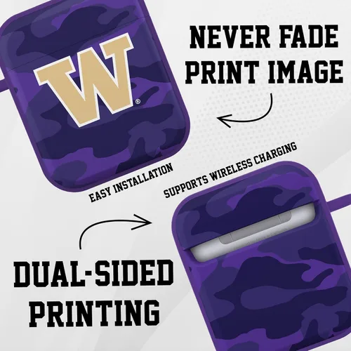 Vista 3 de AFFINITY BANDS Washington Huskies Camo HDX - Funda compatible con Apple AirPods Generaciones 1 y 2