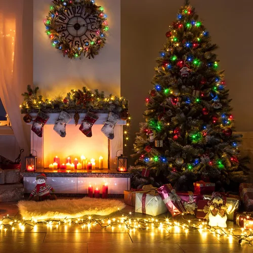 Vista 2 de JMEXSUSS Guirnalda de 250 luces LED que cambian de color, 11 modos, luces cálidas y multicolor para árbol de Navidad con luces de Navidad remotas al