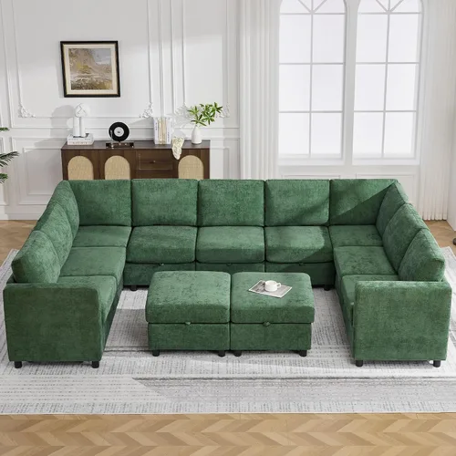 Vista 8 de WUTUTUEE Sofá biplaza modular de 58 pulgadas, sofá biplaza moderno de 2 plazas con almacenamiento, sofá modular de felpilla para sala de estar, Beige