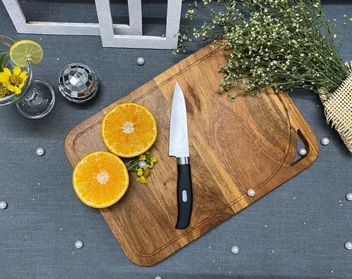 Vista 2 de Affinity Decor Tabla de cortar grande 100% madera para queso de cocina, tablas de charcutería resistentes, platos para servir con asas y ranuras