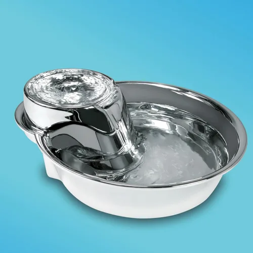 Vista 3 de Pioneer Pet Gran fuente de acero inoxidable para perros, Plateado