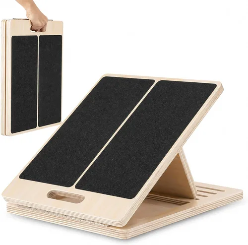 Vista 7 de MUCITAGF - Tabla de equilibrio de madera profesional 2 en 1 y tabla inclinada, 3 ángulos Adjustable Incline Board and Calf Stretcher, Stretch