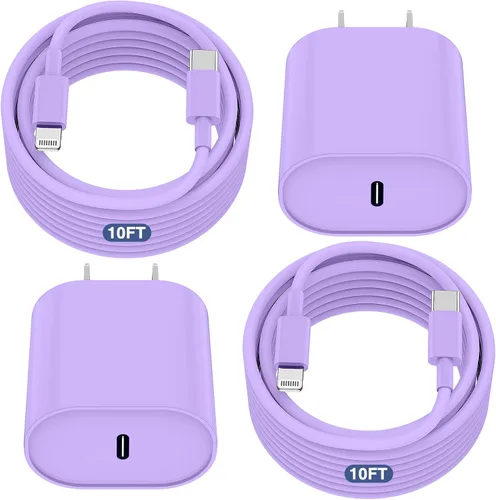 Vista 11 de Essri Cargador Rápido para iPhone 14 13 12 Carga Rápida, Paquete de 2 de 6FT+10FT Cable USB C a Lightning con 20W USB C para Bloque Cargador iPhone