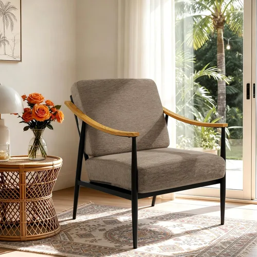 Vista 13 de RNKSFX - Silla con acentos modernos para sala de estar/dormitorio, silla de mediados de siglo con brazos, silla decorativa tapizada para oficina