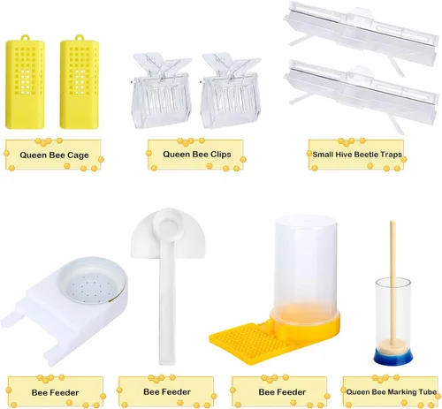 Vista 4 de Blisstime Suministros de apicultura, kit de inicio de 30 piezas, herramientas de apicultura y suministros para apicultura, suministros