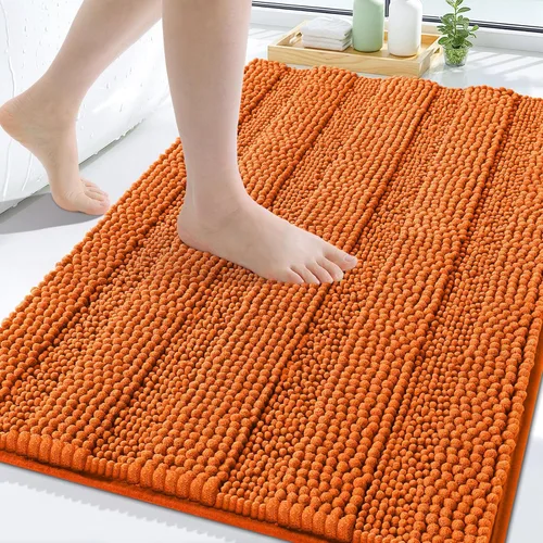 Vista 49 de Grandaily Alfombras de baño de felpilla a rayas de 24 x 16 pulgadas, extra gruesas y suaves, absorbentes, parte trasera de goma, alfombra de ducha