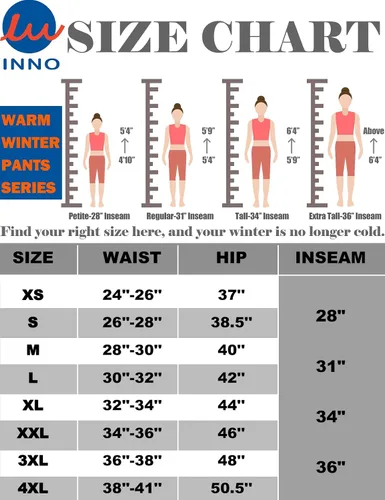 Vista 6 de Inno Pantalones deportivos con forro polar para mujer, de 28, 31, 34, 36 pulgadas, pantalones deportivos cálidos y térmicos