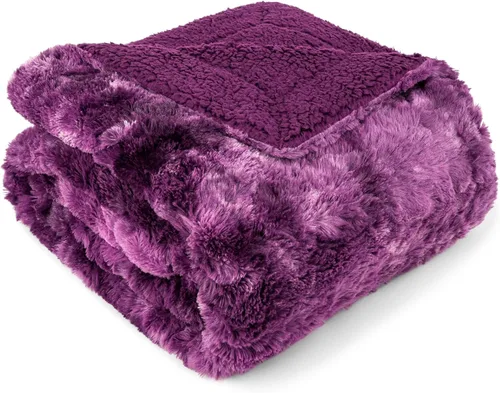 Vista 23 de PAVILIA - Manta de piel sintética reversible con diseño tie-dye color negro, suave, mullida y cálida, mantas y cobijas de sherpa para cama, manta