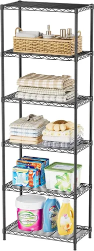 Vista 14 de SINGAYE Estantería de alambre para armario: unidad de metal ajustable para organización de lavandería, baño, cocina, hogar, almacenamiento