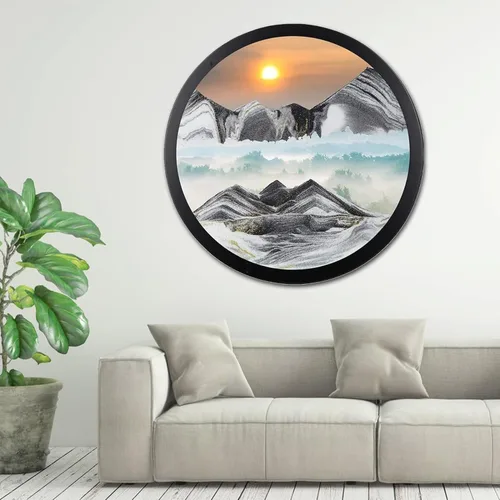 Vista 12 de Decoración artística de arena móvil de 17.3 pulgadas, pintura 3D giratoria de 360 grados, arte de pared de vidrio, decoración de sala de estar