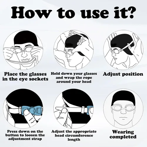 Vista 6 de Gafas de natación, antivaho anti-UV, sin fugas, gafas de natación ajustables con visión clara para mujeres y hombres