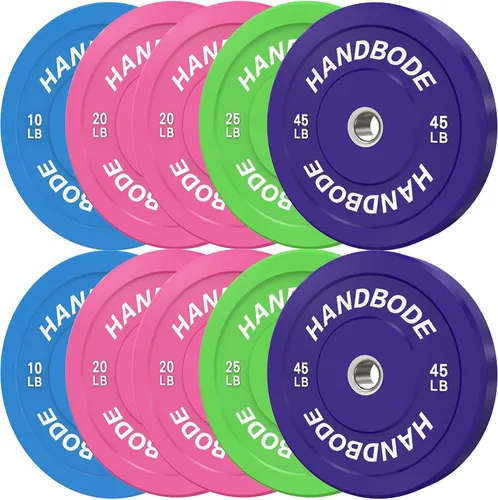 Vista 32 de HANDBODE Juego de discos de peso de 2 pulgadas de alto rebote, juego de discos olímpicos de 45/100/160/190/260/300 libras, juego de discos