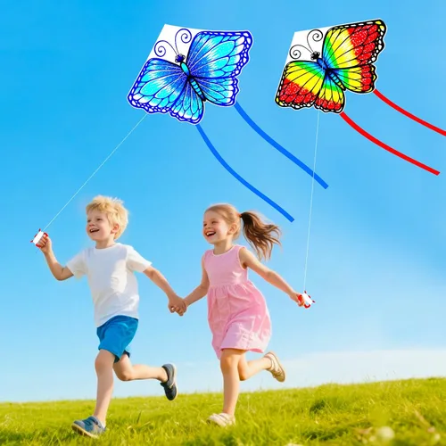 Vista 4 de YongnKids Cometa para niños fácil de volar – Cometas para niños, niñas, niños y adultos, fácil de volar, perfecto para Pascua, cumpleaños, idea