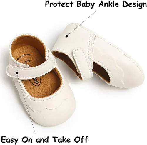 Vista 3 de LAFEGEN Zapatos planos Mary Jane para bebés y niñas con Bownot, suela suave, suela suave, piel sintética, recién nacidos, para primeros pasos