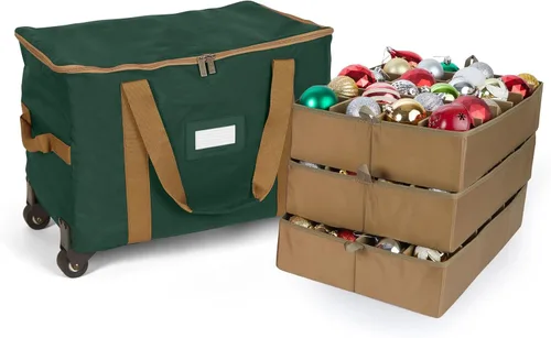 Vista 39 de Covermates Keepsakes Bolsa de almacenamiento ajustable para adornos, con asas de transporte, protección acolchada, ruedas dobles, almacenamiento