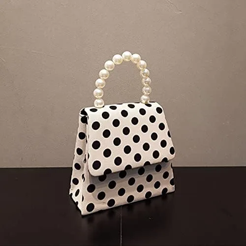 Vista 3 de Bolso de mano de lunares para mujer, bolso cruzado con asa superior
