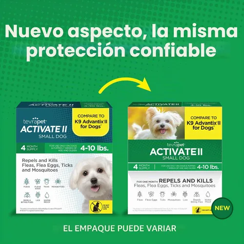 Vista 7 de TevraPet Activate II Prevención de pulgas y garrapatas para perros, 4 unidades, perros pequeños de 4 a 10 libras, gotas tópicas, tratamiento