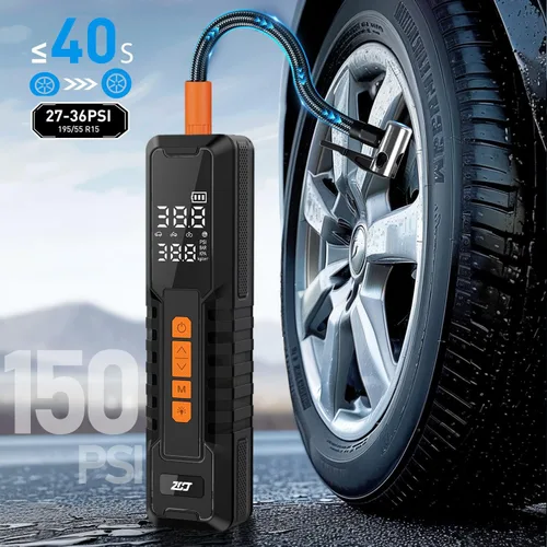 Vista 7 de Compresor de aire portátil del inflador de neumáticos, bomba de aire inalámbrica 150PSI ZCJ1689 (ZCJ-1689-150PSI-BLK)