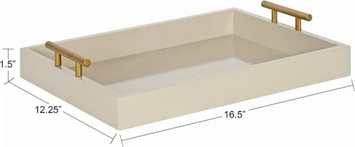 Vista 6 de Kate and Laurel - Bandeja decorativa de madera con asas de metal