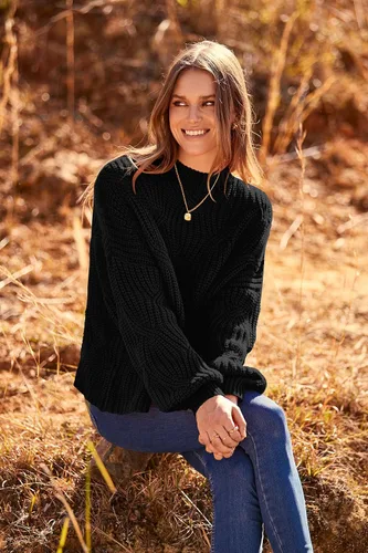 Vista 7 de PRETTYGARDEN Suéteres de otoño de gran tamaño para mujer, estilo casual, cuello redondo, manga larga, tejido trenzado grueso, blusa