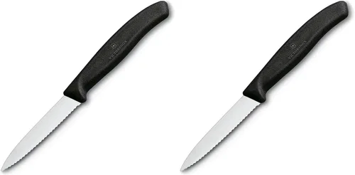 Vista 7 de Victorinox Cuchillo de pelar clásico suizo de 3.25 pulgadas con borde dentado, punta de lanza, negro