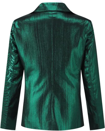 Vista 3 de Boyland Traje de esmoquin de 2 piezas para niños, con lentejuelas brillantes, solapa de pico y pantalones ajustados para fiestas