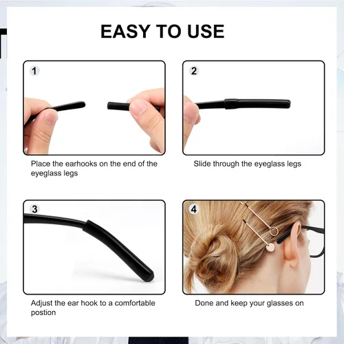 Vista 6 de 20 pares de almohadillas antideslizantes de silicona para gafas, retenedor de silicona para lentes