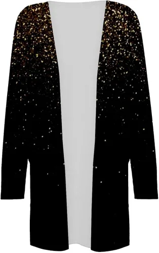 Vista 4 de Cárdigan de manga larga para mujer, cárdigan de otoño con frente abierto, con bolsillos, cárdigan ligero, casual, plumero exterior para mujer