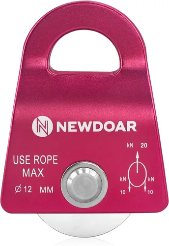 Vista 9 de NewDoar Micro Mobile Single Polea, 20kN (4500 lb) Max Rope 1/2 in para aparejos arboristas escalada rescate, certificado CE