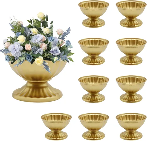 Vista 8 de Mini macetas blancas para arreglos florales, 10 piezas para centro de mesa, mesa de boda de 3.7 pulgadas, florero de urna, decoración de maceta