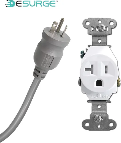 Vista 5 de Enchufe de ranura de 20 amperios 6-20/T Cable de 6 pies - Protector de sobretensiones de 900 julios 6 tomas, regleta de alimentación de cuerpo