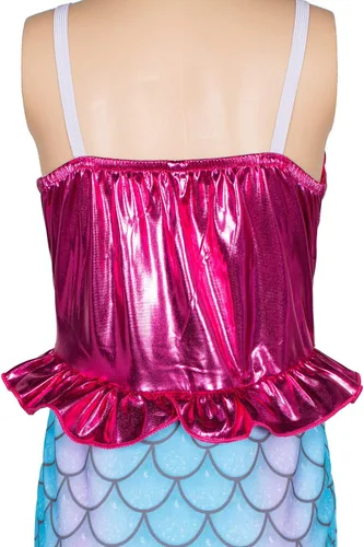Vista 8 de Little Girls Mermaid Princess Costume for Girls Dress Up Party with Gloves,Crown Mace