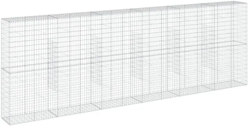 Vista 22 de vidaXL Cesta de gavión con tapa, 39.4 x 19.7 x 39.4 pulgadas, hierro galvanizado rectangular, resistente a la intemperie, montaje sin herramientas